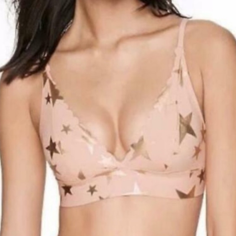 Victoria's Secret Pink Bralette with Gold Stars